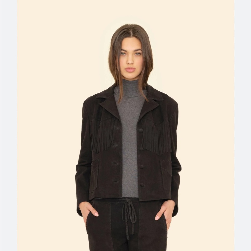 Xirena Bronco Black Suede Fringe Jacket